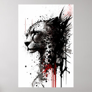 Bläck Cheetah Porträtt Poster
