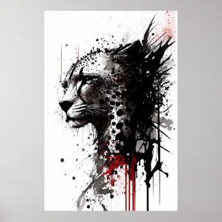 Bläck Cheetah Porträtt Poster