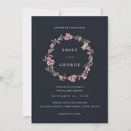 BLACK CHERRY BLOMMAR BLOMMIGT WREATH WEDDING INVIT TACK KORT