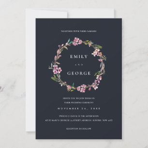 BLACK CHERRY BLOMMAR BLOMMIGT WREATH WEDDING INVIT TACK KORT