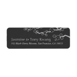 Black Cherry Blommars Zen Sakura Asian Bröllop Returadress Etikett