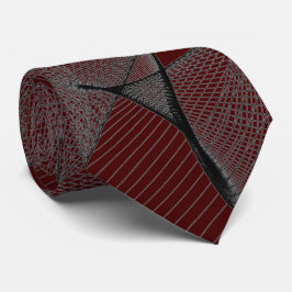Black Cherry Garnet Red & Silver Grått "Spindelnät Slips