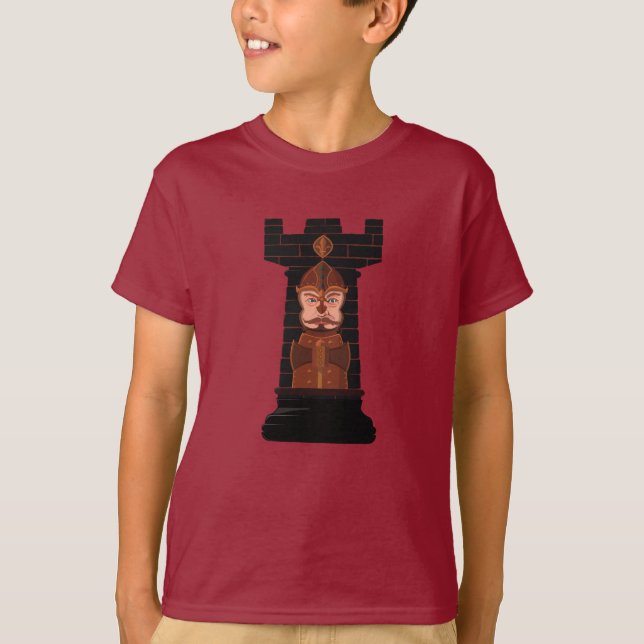 Black Chess Rook T-Shirt (Framsida)