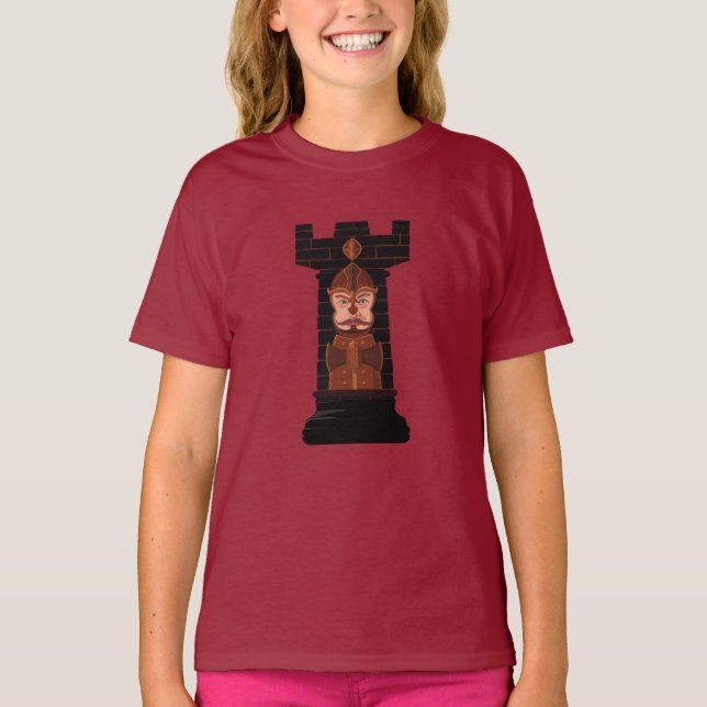 Black Chess Rook T-Shirt (Framsida)