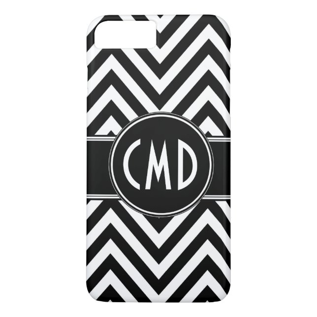 BLACK CHEVRON MÖNSTER DIN MONOGRAM INITIALER Case-Mate iPhone SKAL (Baksida)