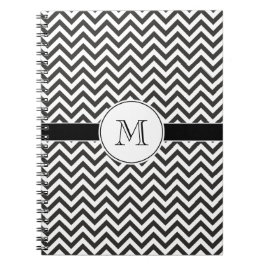 Black Chevron Rand Monogram Anteckningsbok