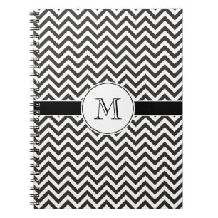 Black Chevron Rand Monogram Anteckningsbok
