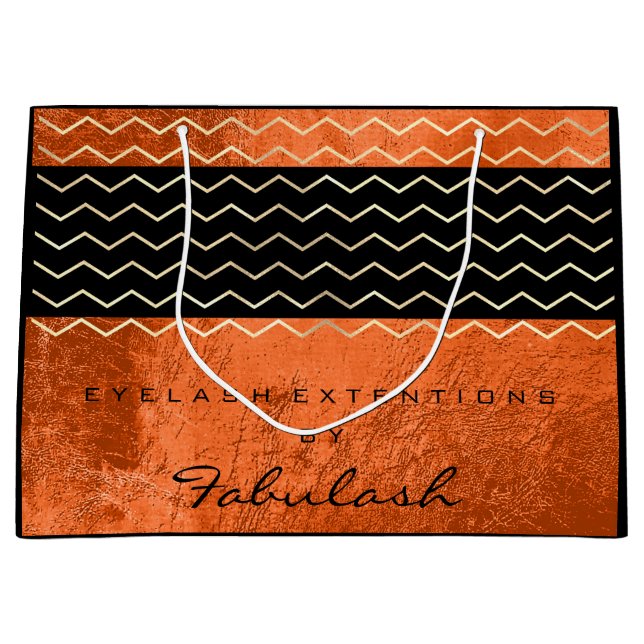 Black Chevron Rand Orange Coral Metallic Grill (Framsidan)