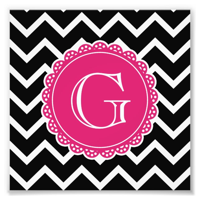 Black Chevron Shock rosa Monogram Fototryck (Framsidan)
