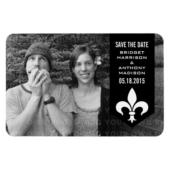 Black Chic Flourish Banner Spara datum magneter (Horisontell)