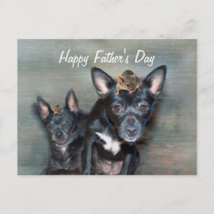 Black Chihuahua Hund med Mouse Fars dag Vykort