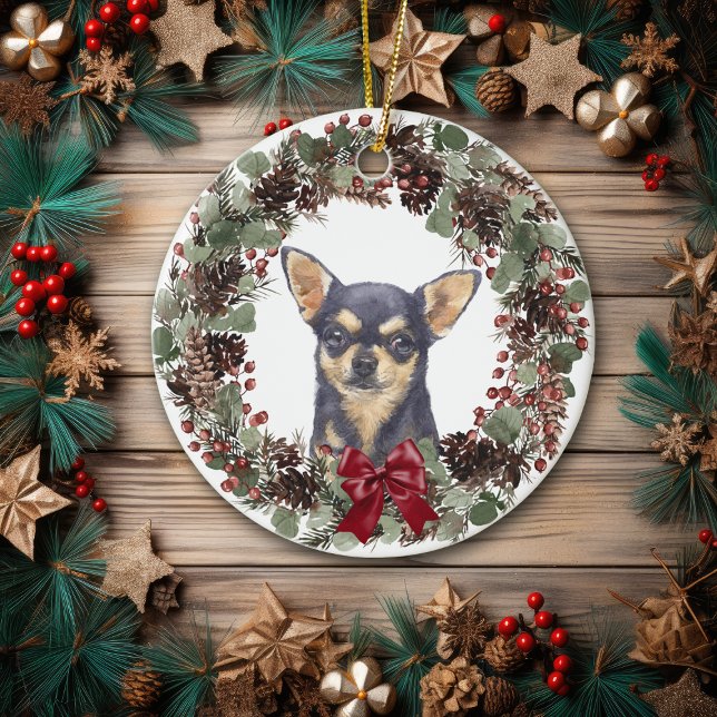 Black Chihuahua Hund Pinecone WAN Personlig Julgransprydnad Keramik (Skapare uppladdad)