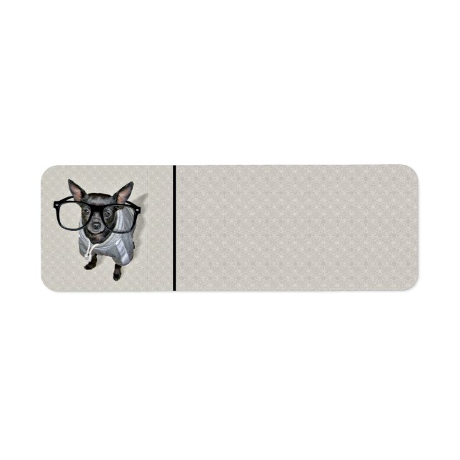 Black Chihuahua med Glass Photo Returadress Etikett (Framsidan)
