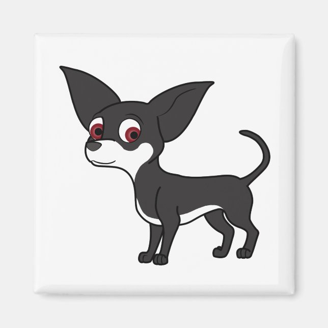 Black Chihuahua med vita markeringar Magnet (Framsidan)