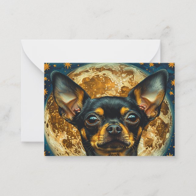 Black Chihuahua Puppy Hund Notecard Anteckningskort (Framsida)