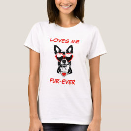Black Chihuahua Red Heart Heart-formade solglasögo T Shirt