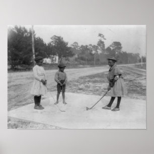 Black Children spelar Golf Photograph Poster