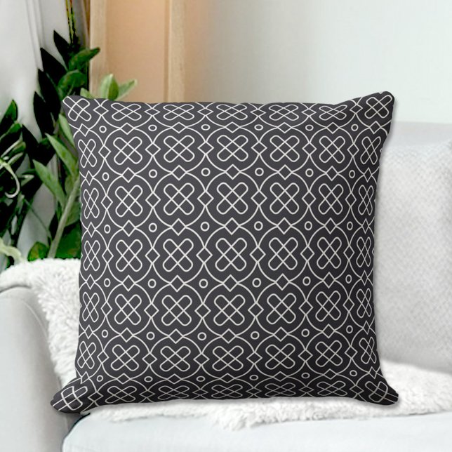 Black Chinese Pattern Throw Pillow Kudde (Skapare uppladdad)