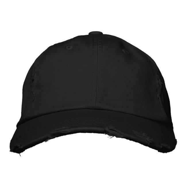 Black Chino Twill Cap Broderad Keps (Framsida)