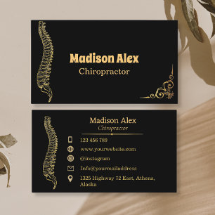 Black Chiropractor Chiropraktic Spine Therapist Visitkort