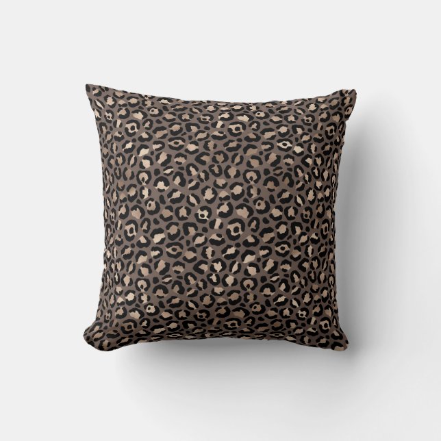 Black Chocolate Brown Bronze Leopard Skriv ut     Kudde (Framsida)