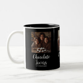Black Chocolate Lovers Established 3 Photo Script Två-Tonad Mugg