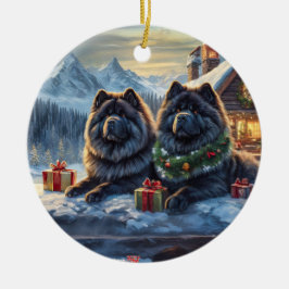 Black Chows Helgdag Design efter Rik AMeN Gill Julgransprydnad Keramik