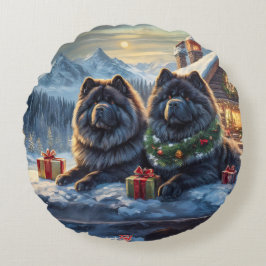 Black Chows Helgdag Design efter Rik AMeN Gill Rund Kudde