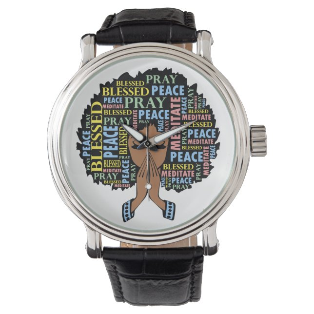 Black Christian Woman Melanin Women Pray Armbandsur (Framsida)