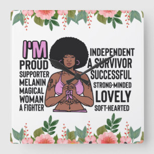 Black Christian Woman Melanin Women Pray Fyrkantig Klocka