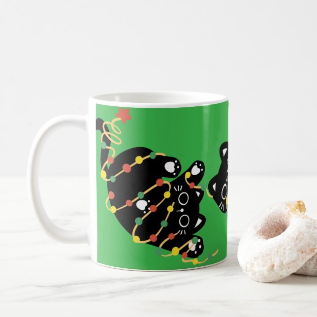 Black Christmas Cat Kaffemugg (Med munk)