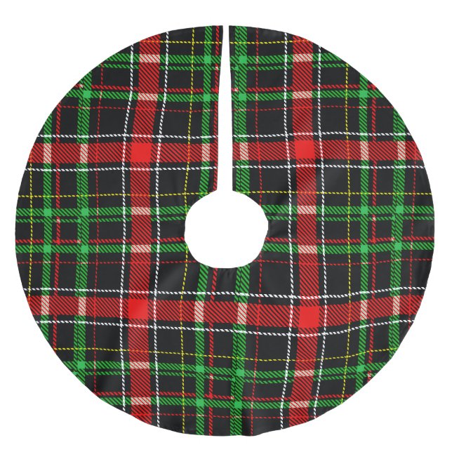 Black Christmas Flannel Plaid Tartan Design Julgransmatta Borstad Polyester (Framsidan)