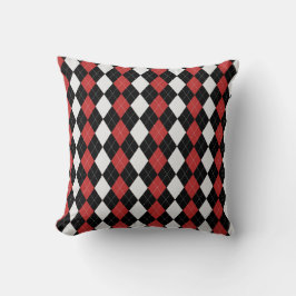Black & CHRISTMAS RED Diamonds ARGYLE Mönster Kudde