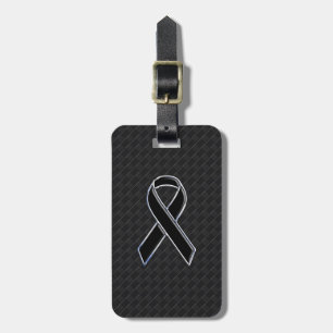 Black Chrome Stil Ribbon Awareness Bagagebricka