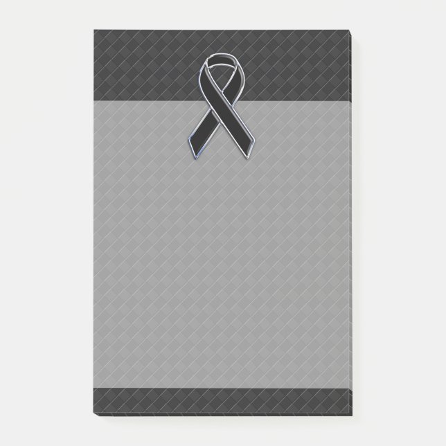 Black Chrome Stil Ribbon Awareness Post-it Block (Framsida)