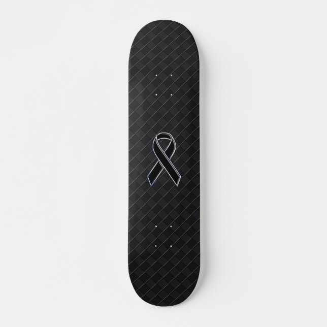 Black Chrome Stil Ribbon Awareness Skateboard Bräda 21,5 Cm (Framsida)