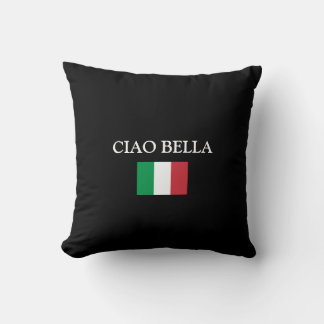Black CIAO BELLA ITALY FLAG Kudde