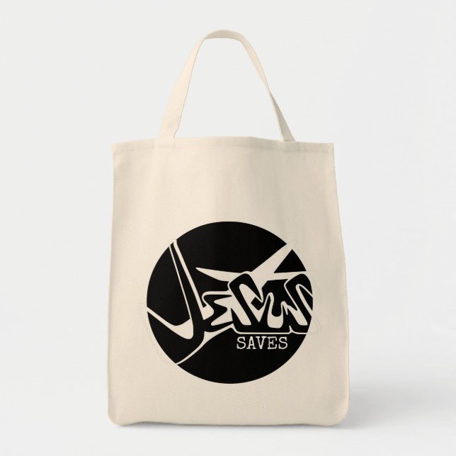 Black Circle Jesus Saves Graffiti Tygkasse (Framsidan)