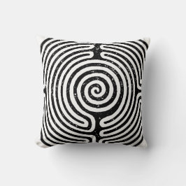 Black Circle Labyrint Fine Art Kudde