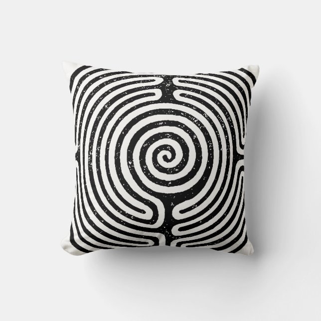 Black Circle Labyrint Fine Art Kudde (Framsida)