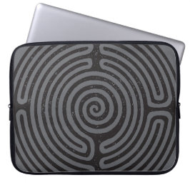Black Circle Labyrint (Grått) Fine Art Laptop Fodral