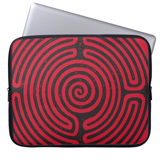 Black Circle Labyrint (Red) Fine Art Laptop Fodral (Framsidan)