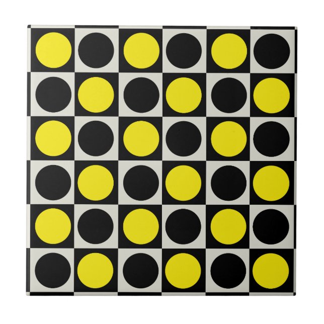 Black Circle Polka-punkt för kontrollerad geometri Kakelplatta (Framsidan)