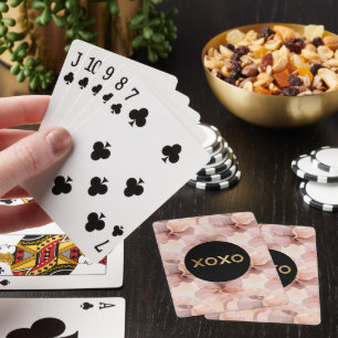 Black Circle Rosa Blommigt Guld Glitter XOXO Casinokort