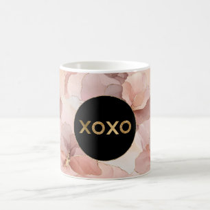 Black Circle  Rosa Blommigt Guld Glitter XOXO Kaffemugg