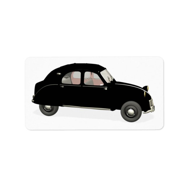 Black Citroen 2 CV Adressetikett (Framsidan)