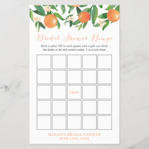 Black Citrus Oranges Möhippa Bingo Game Flygblad