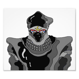 Black-clad man. Cool Japanese modern ninja art. Fototryck