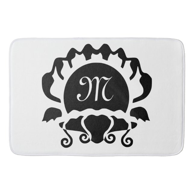 Black Clam Silhouette Monogram Badrumsmatta (Framsidan)