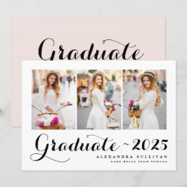 Black Class of 2024 Photo Collage Studenten Inbjudningar